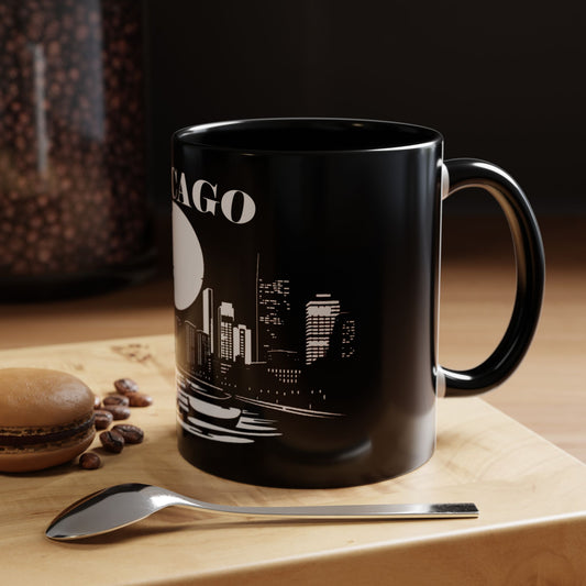 Mystery Noir Chicago Skyline Sunset Accent Coffee Mug