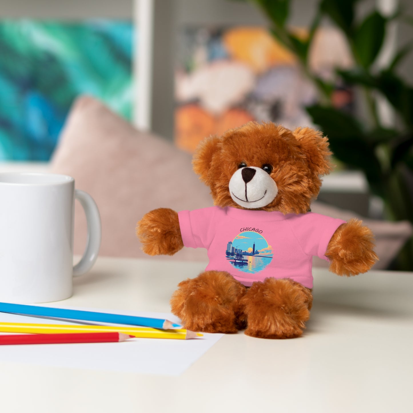 Retro Chicago Sunset Stuffed Animals with Tee