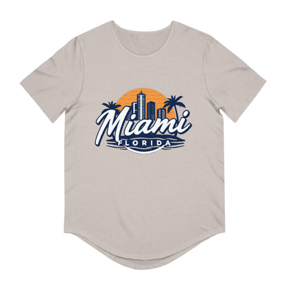 Retro Miami Men's Jersey Curved Hem Tee