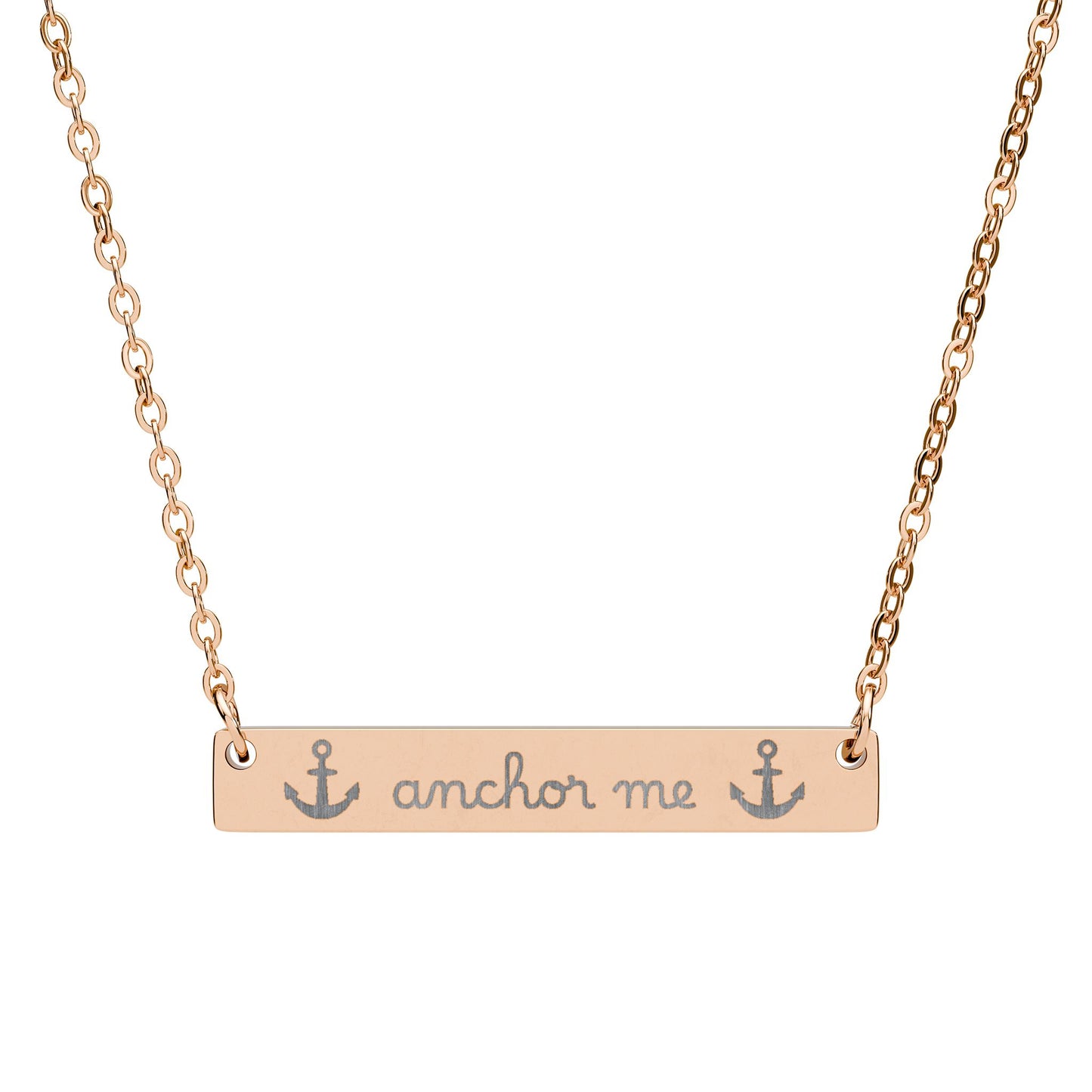 Anchor Me — Engraved Bar Necklace