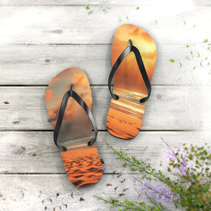 Sandy Beach Sunset Flip Flops