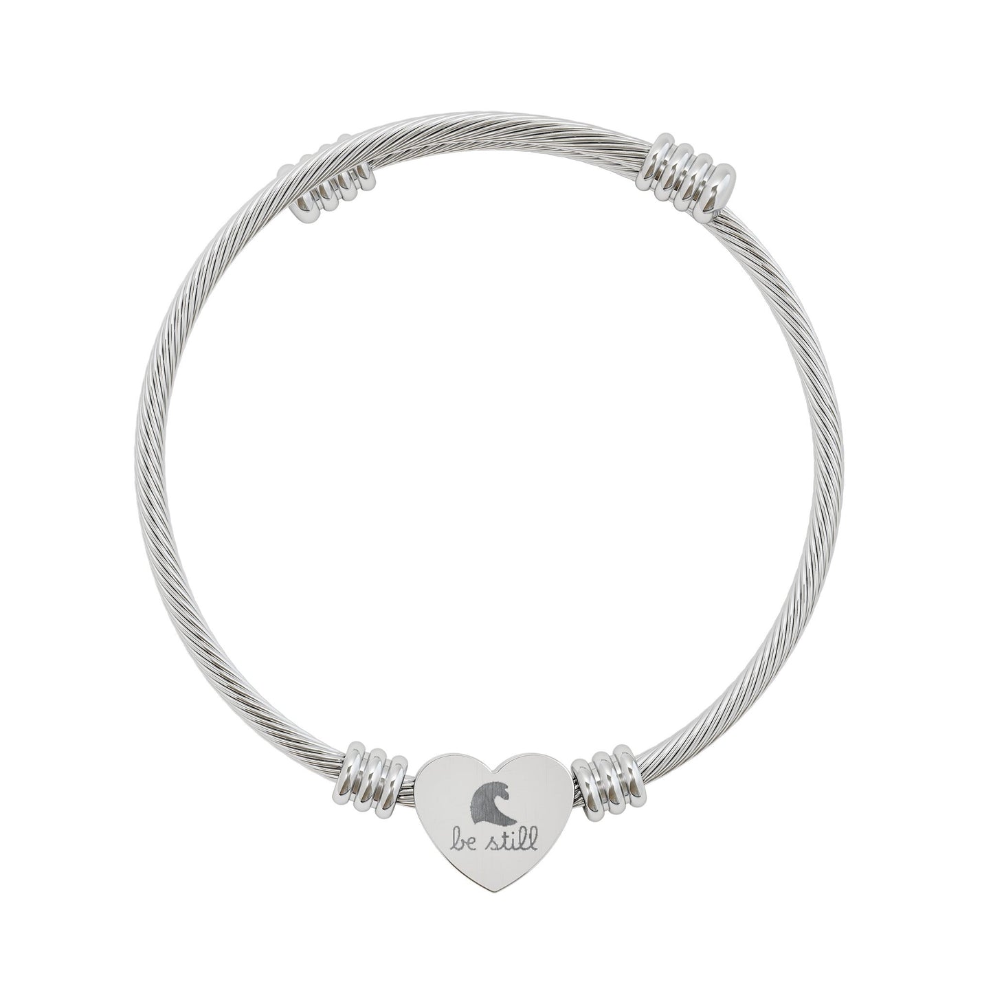 Be Still — Engraved Heart Cuff Bracelet