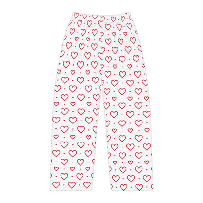 Red Hearts Print Women's Pajama Pants