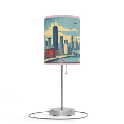 Retro Chicago Skyline Lamp on a Stand