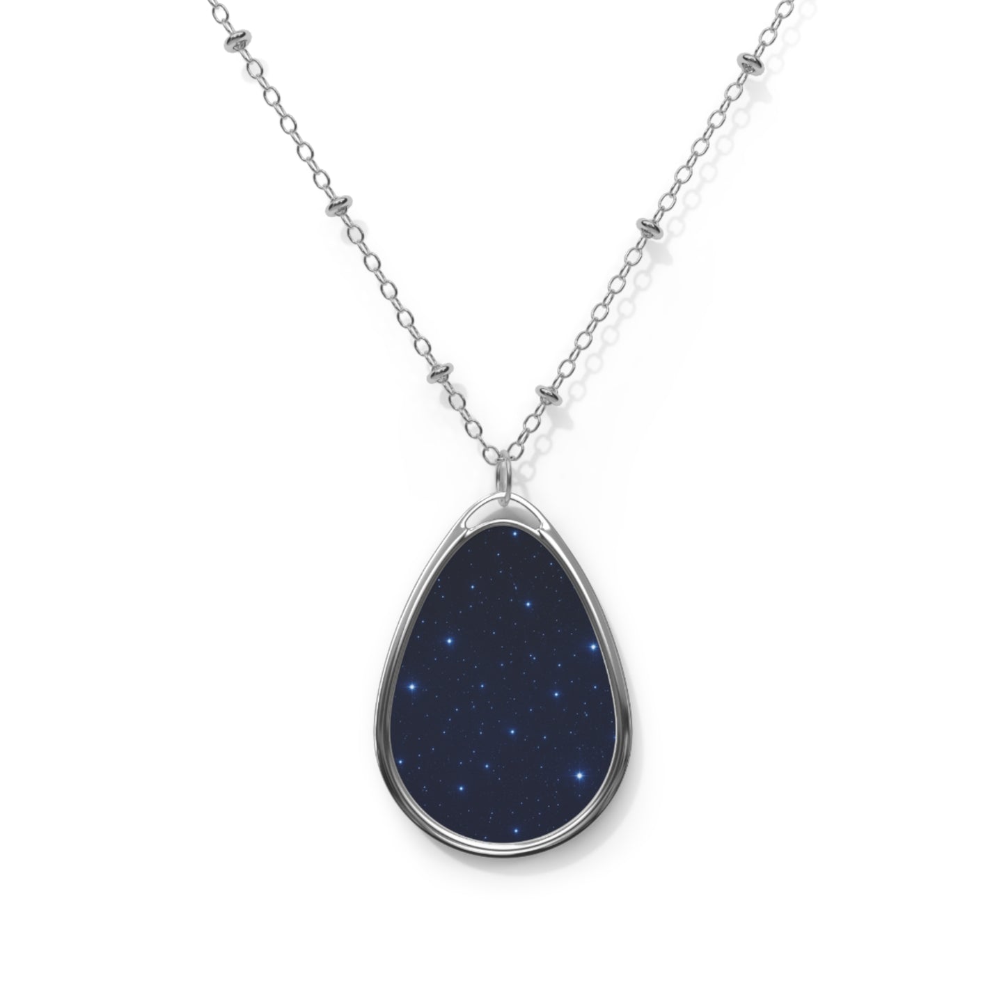 Starry Night Silver Teardrop Pendant Necklace