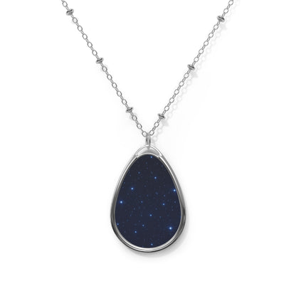 Starry Night Silver Teardrop Pendant Necklace