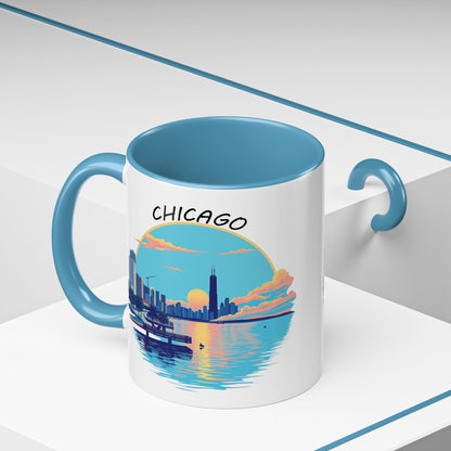 Retro Chicago Sunset Accent Coffee Mug