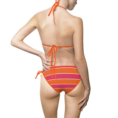 Sunset Stripes Print Two-Piece Bikini Set