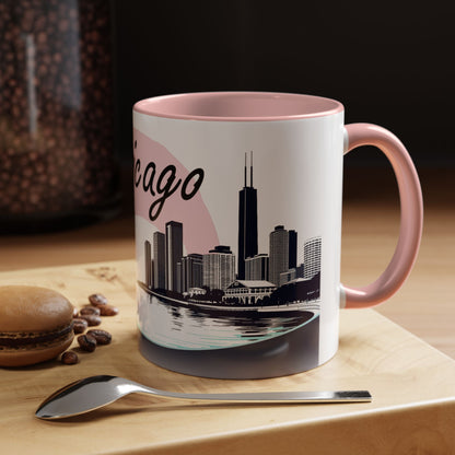 Elegant Chicago Skyline Accent Coffee Mug