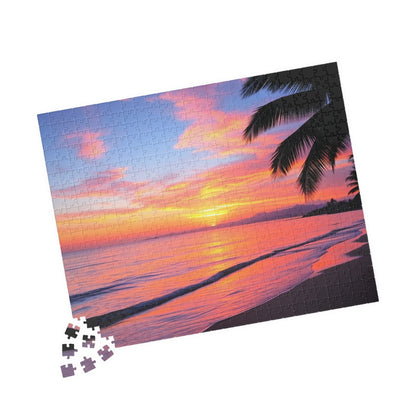 Tropical Beach at Sunset Jigsaw Puzzle