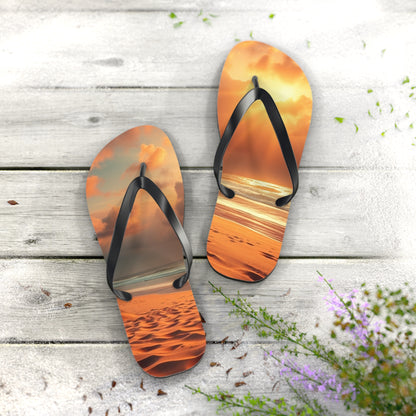 Sandy Beach Sunset Flip Flops