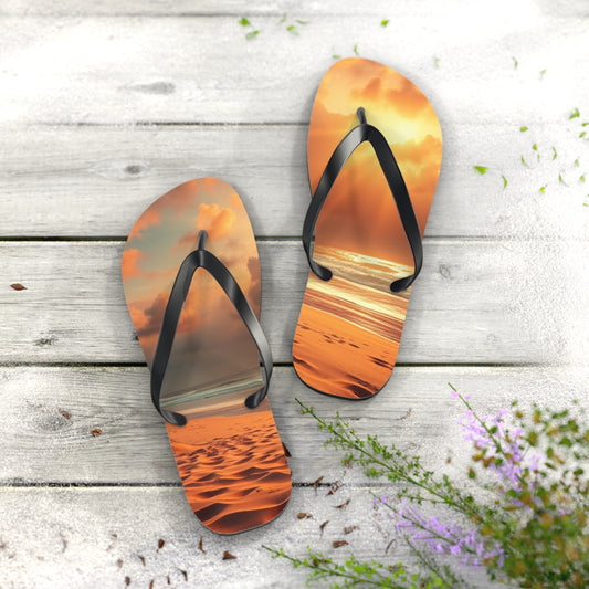 Sandy Beach Sunset Flip Flops