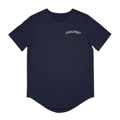 Retro Chicago Sunset Men's Jersey Curved Hem Tee