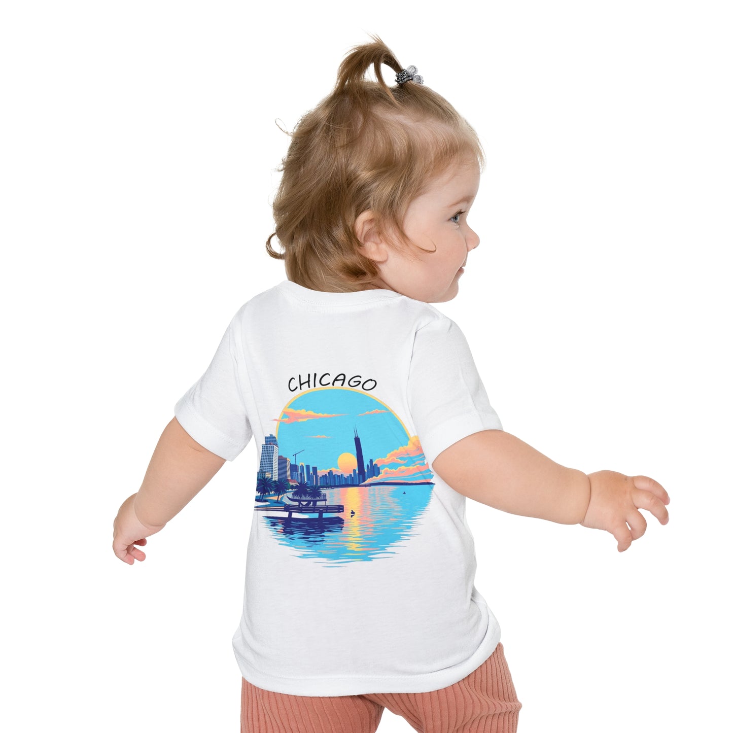 Retro Chicago Sunset Unisex Baby Short Sleeve T-Shirt