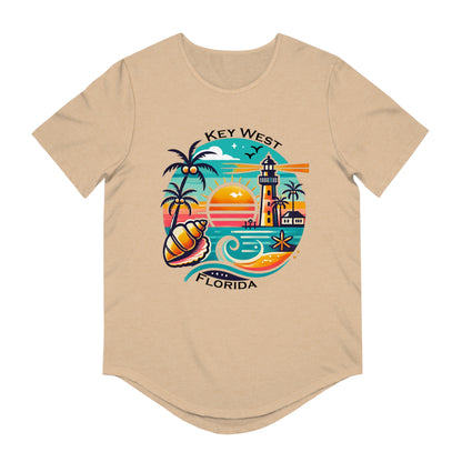 Vibrant Key West Men's Jersey Curved Hem Tee