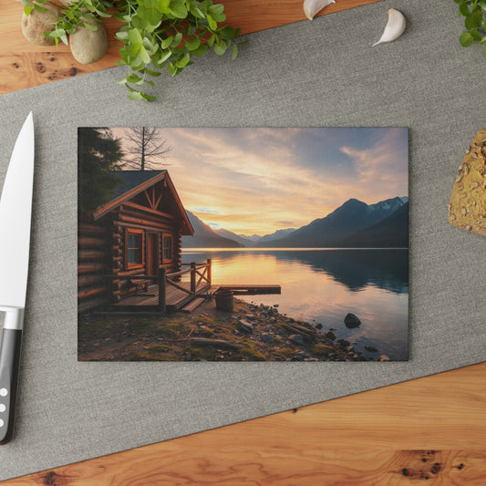 Lakeside Cabin Glass Cutting Board