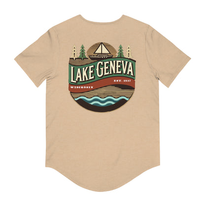 Retro Lake Geneva Men's Jersey Curved Hem Tee