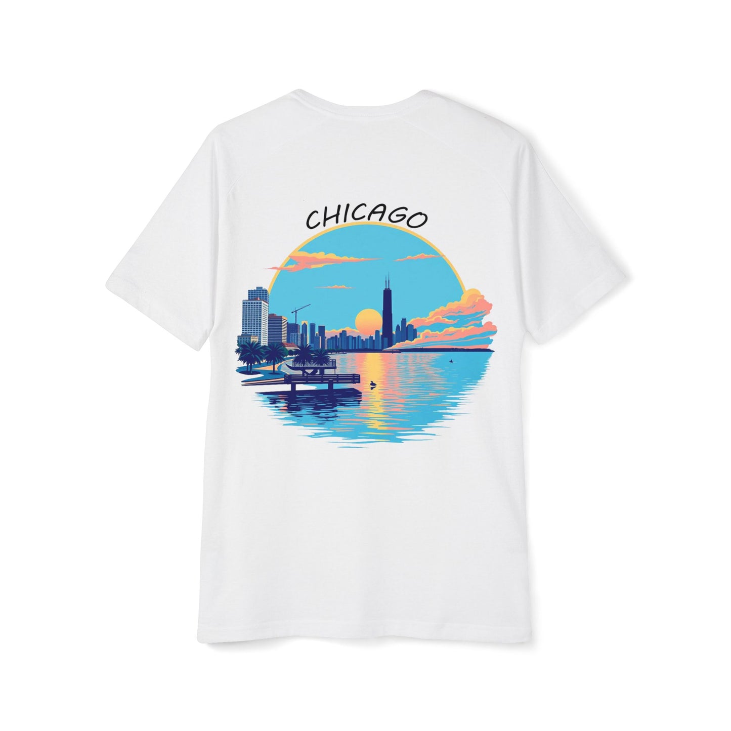 Retro Chicago Sunset Men's Raglan T-Shirt