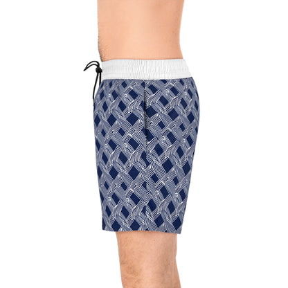 Nautical Woven Design Men's Mid-Length Swim Shorts