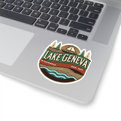 Retro Lake Geneva Kiss-Cut Sticker