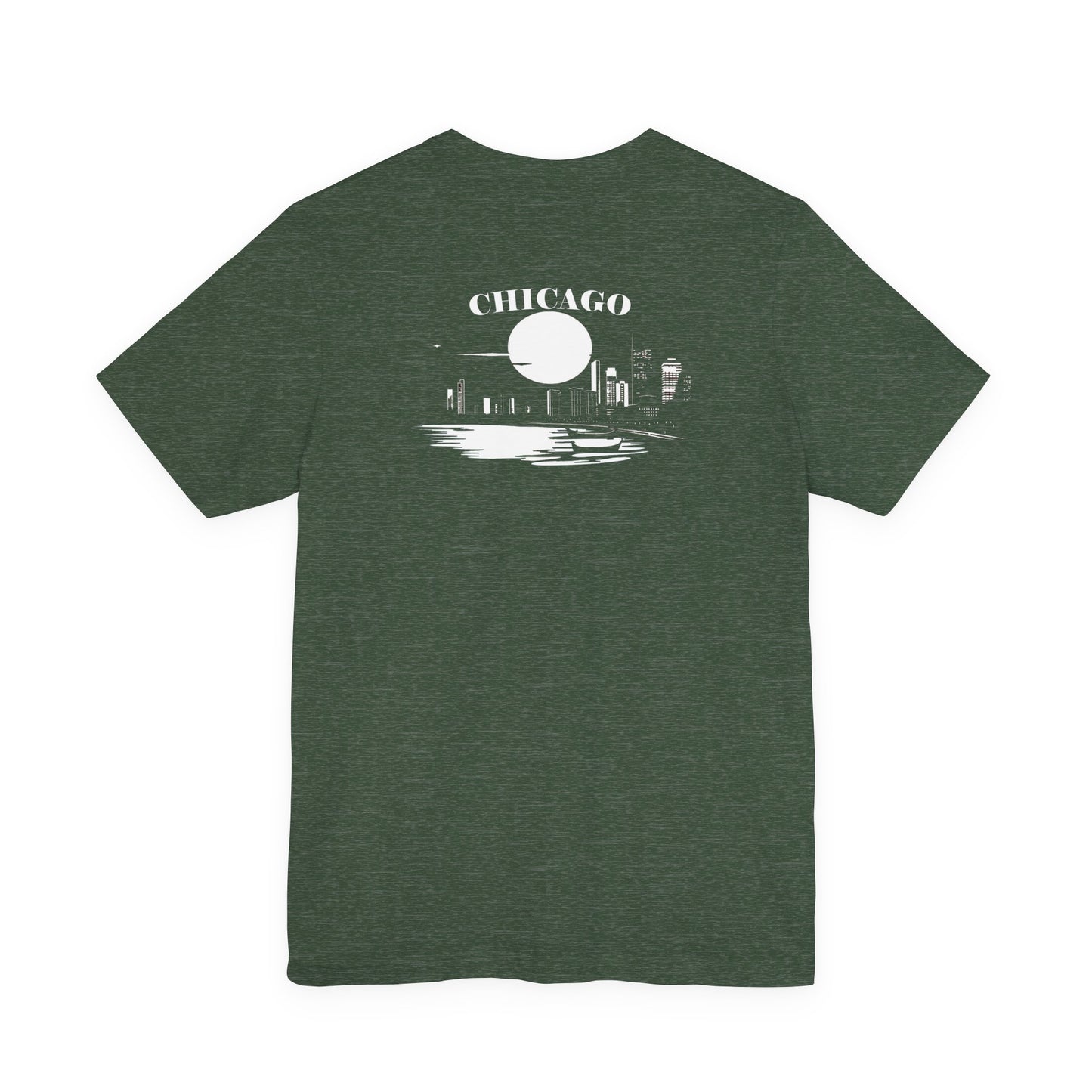 Mystery Noir Chicago Skyline Sunset Unisex Jersey Short Sleeve Tee
