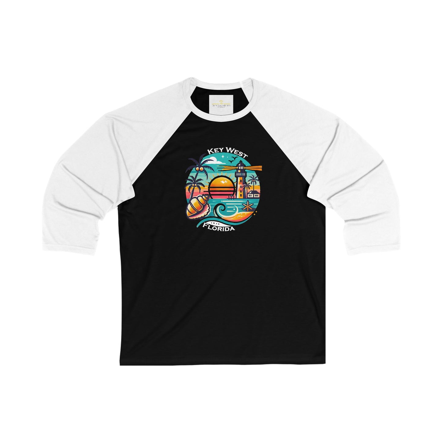 Vibrant Key West Men's 3/4 Sleeve Baseball Tee