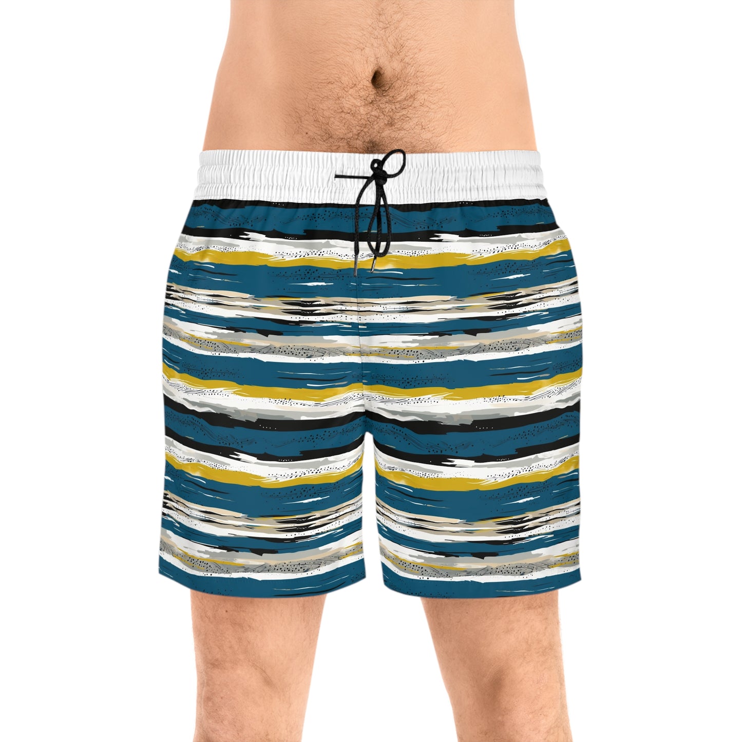 Striped Coastal Design Men's Mid-Length Swim Shorts