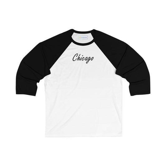 Elegant Chicago Skyline Men's 3/4 Sleeve Baseball Tee