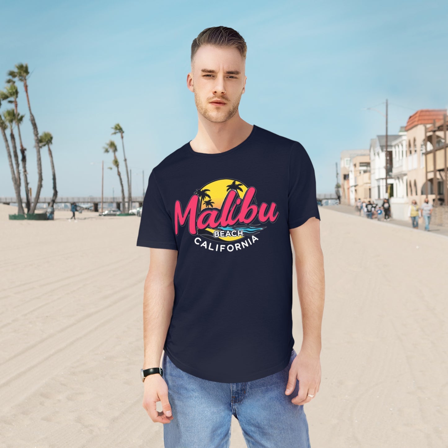 Retro Malibu Men's Jersey Curved Hem Tee