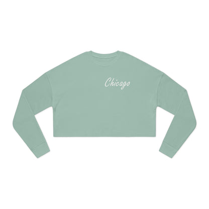 Elegant Chicago Skyline Women's Cropped Sweatshirt