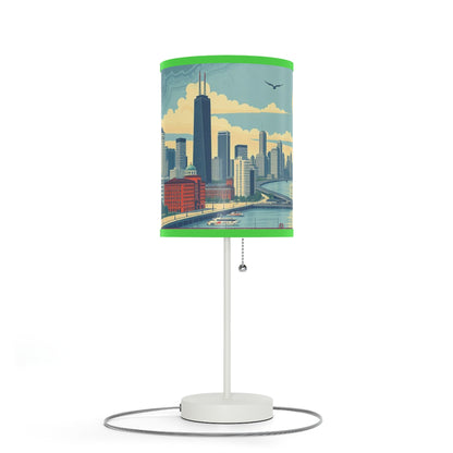 Retro Chicago Skyline Lamp on a Stand