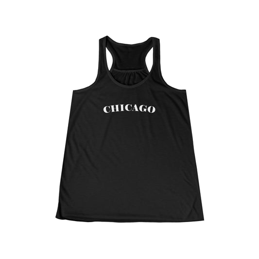 Mystery Noir Chicago Skyline Sunset Women's Flowy Racerback Tank