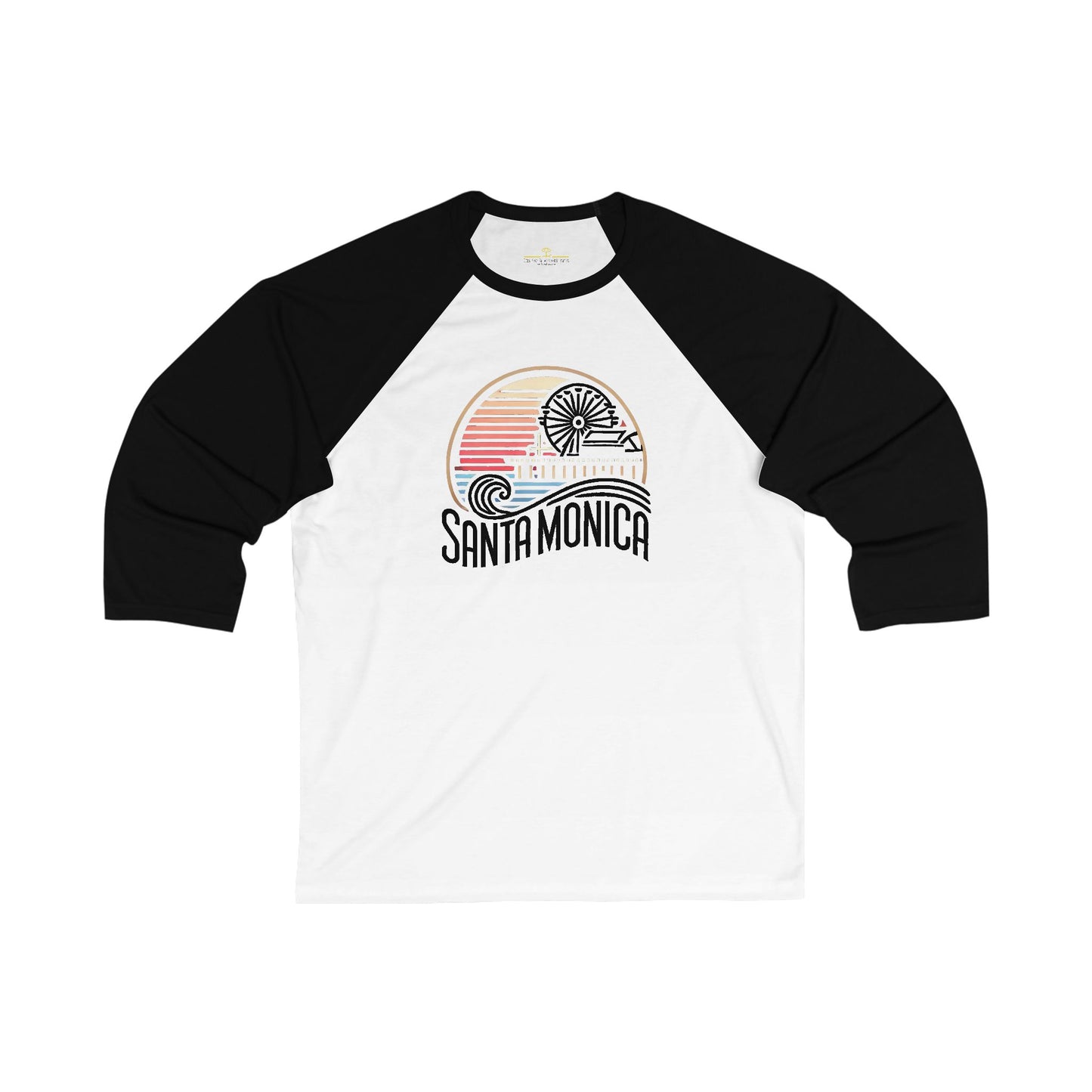 Vibrant Santa Monica Men's 3/4 Sleeve Baseball Tee