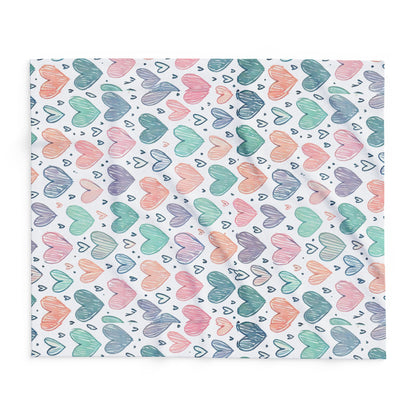 Pastel Hearts Arctic Fleece Blanket