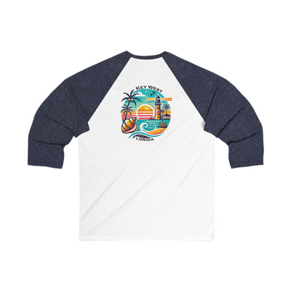 Vibrant Key West Men's 3/4 Sleeve Baseball Tee