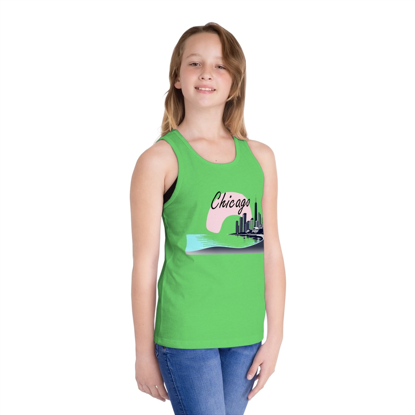 Elegant Chicago Skyline Unisex Kids Jersey Tank Top