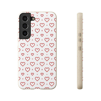 Red Hearts Print MagSafe Biodegradable Phone Case