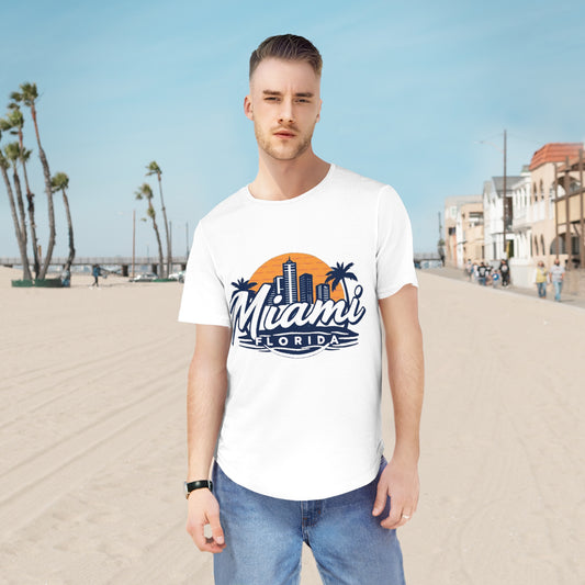 Retro Miami Men's Jersey Curved Hem Tee