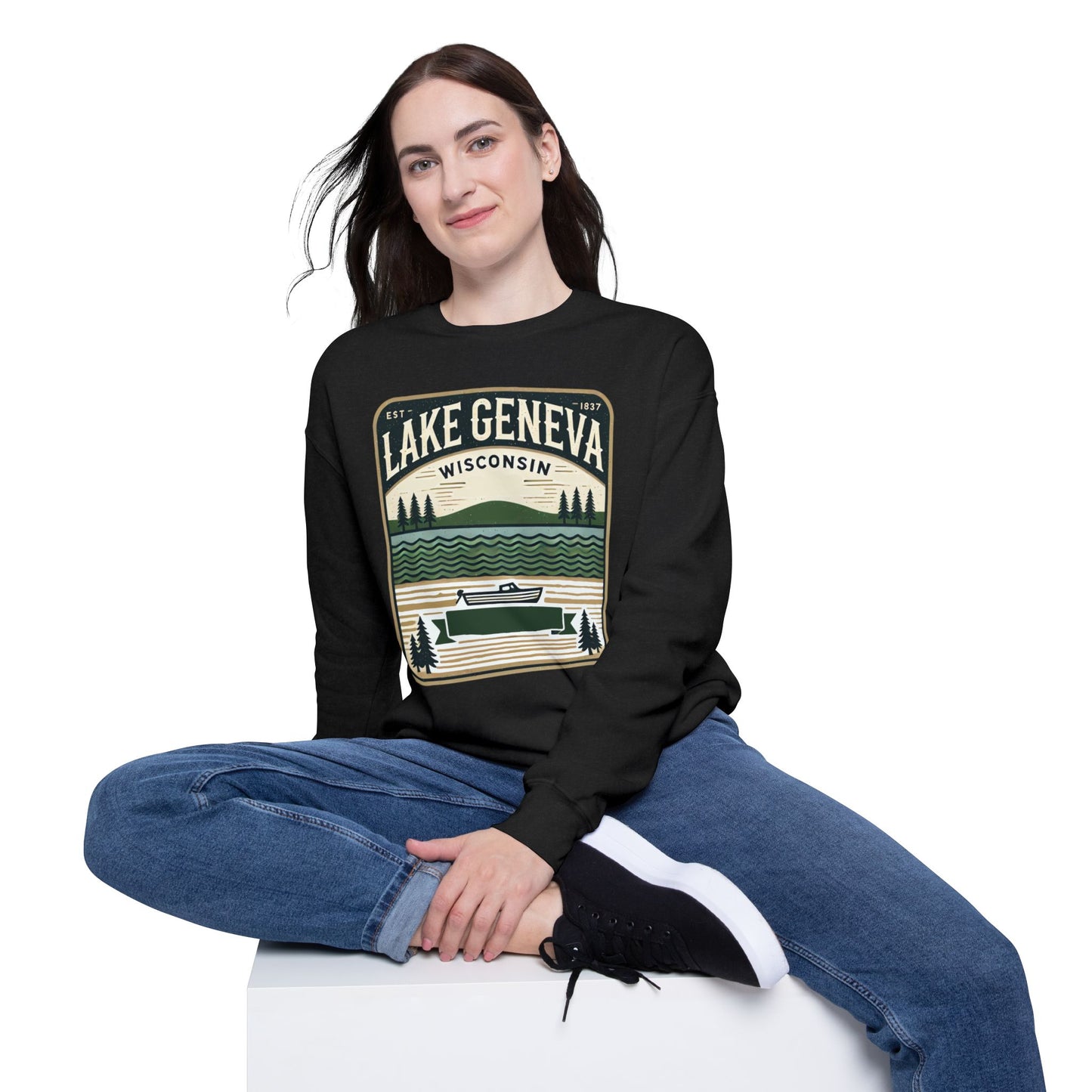 Vintage Lake Geneva Unisex Drop Shoulder Sweatshirt