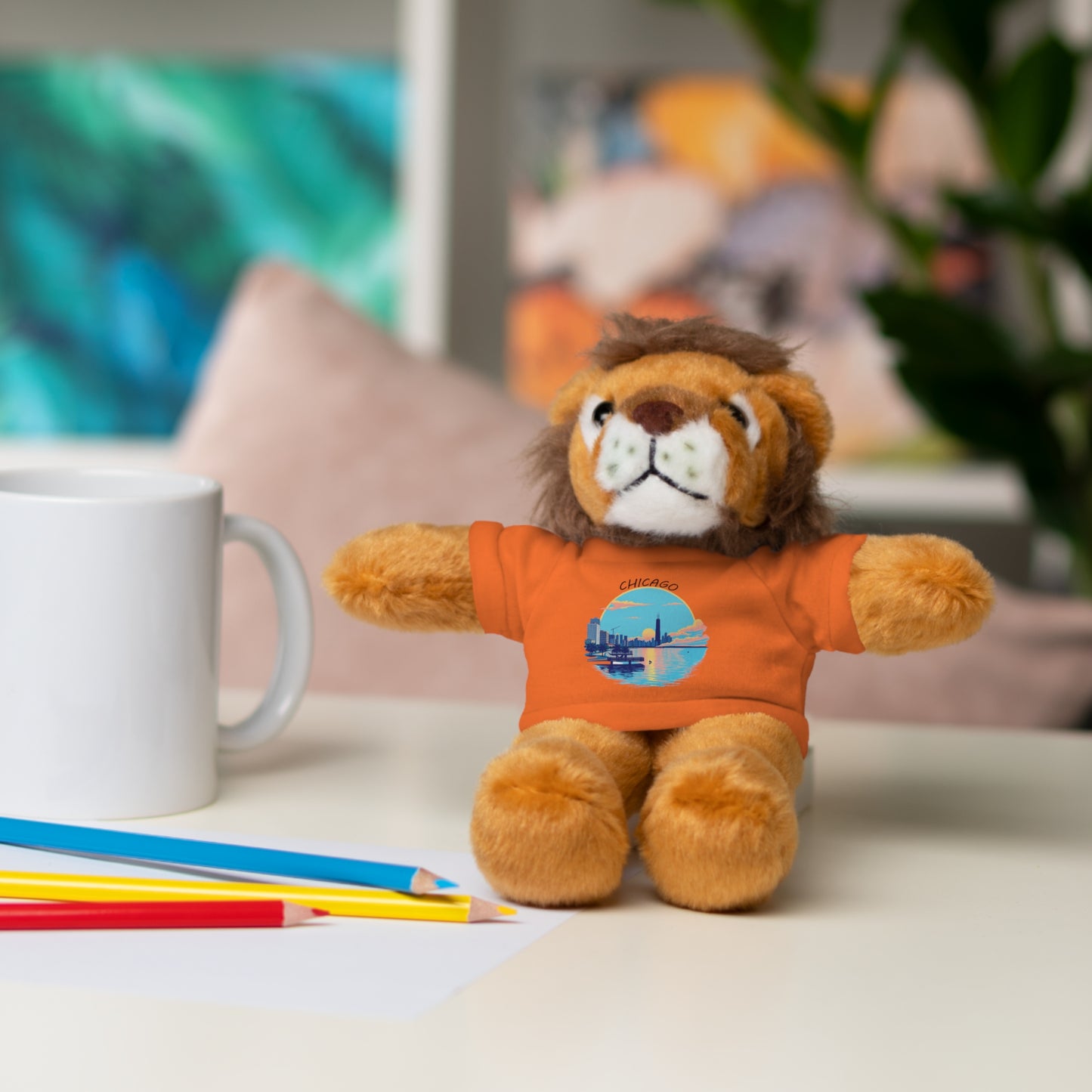 Retro Chicago Sunset Stuffed Animals with Tee
