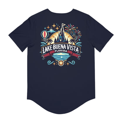 Adventurous Lake Buena Vista Men's Jersey Curved Hem Tee