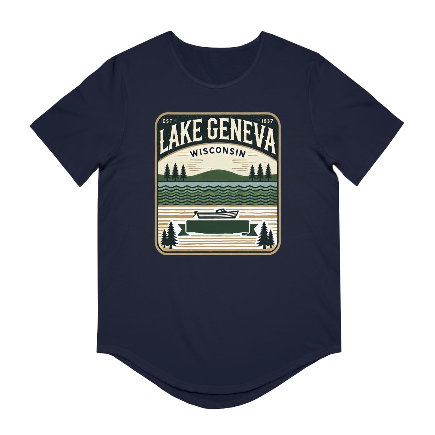 Vintage Lake Geneva Men's Jersey Curved Hem Tee