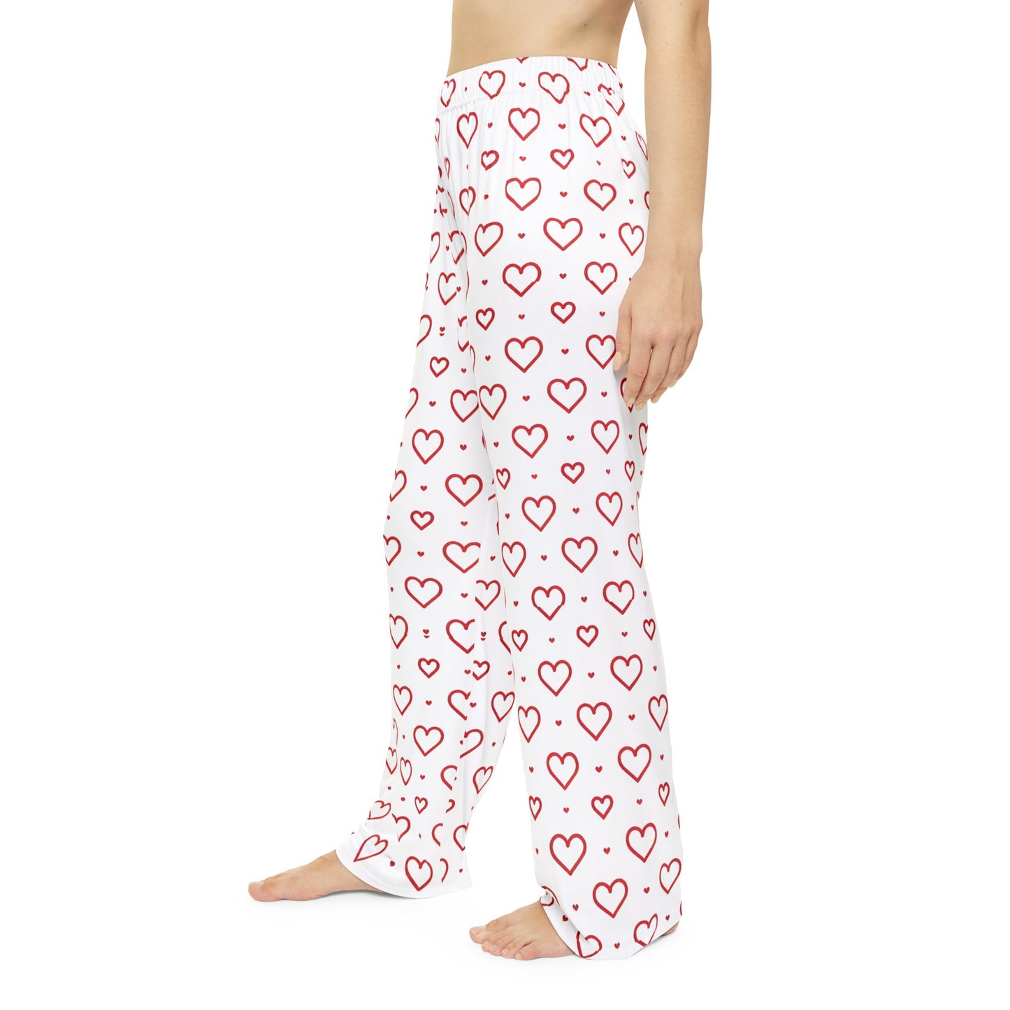 Red Hearts Print Women's Pajama Pants