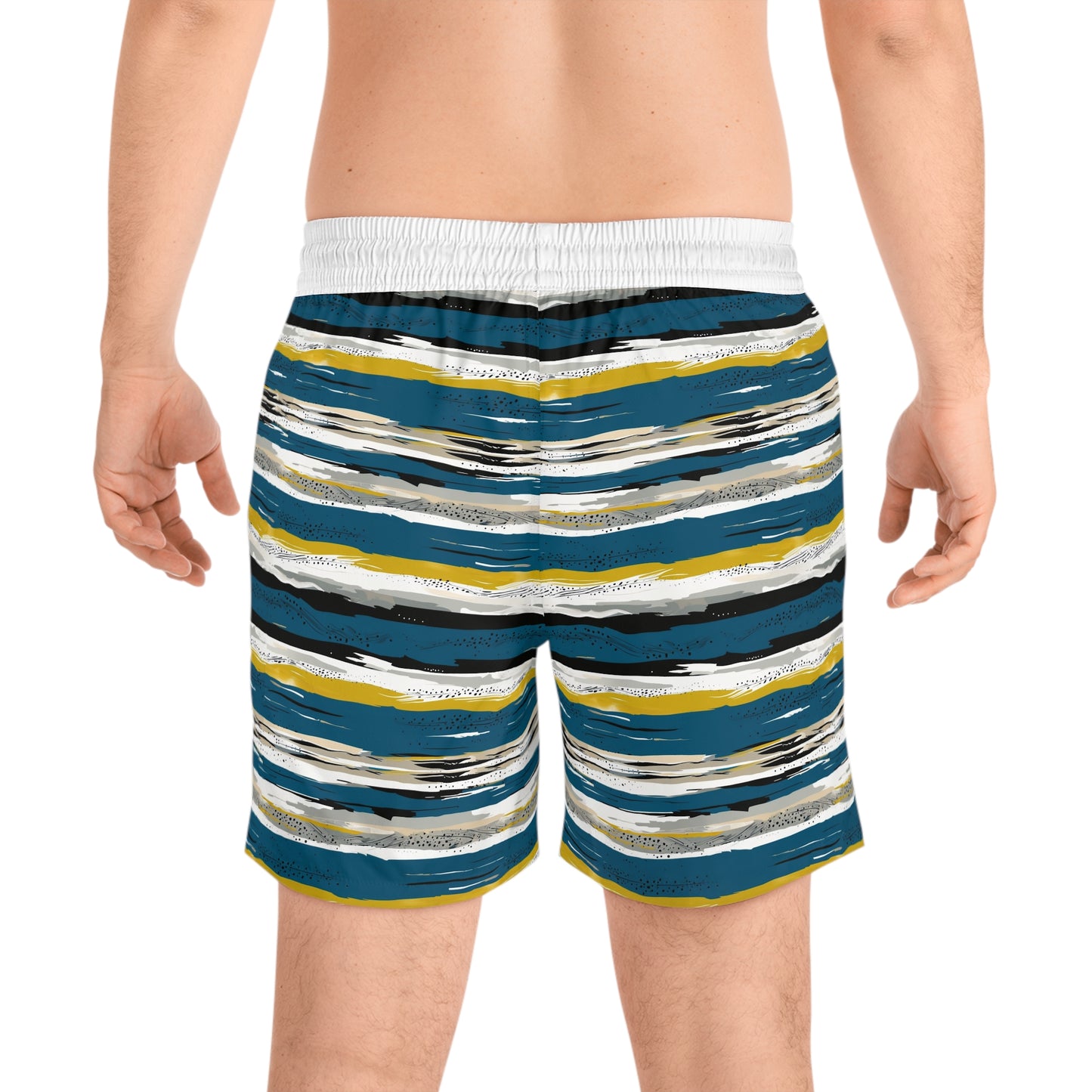 Striped Coastal Design Men's Mid-Length Swim Shorts