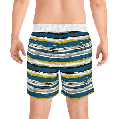 Striped Coastal Design Men's Mid-Length Swim Shorts