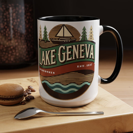 Retro Lake Geneva Accent Coffee Mug