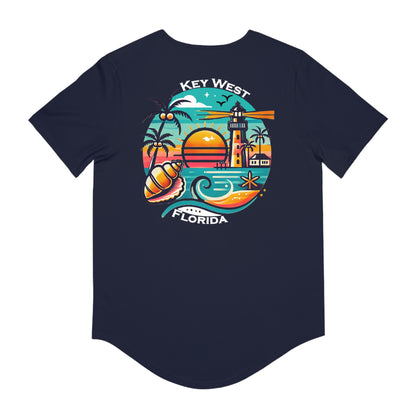 Vibrant Key West Men's Jersey Curved Hem Tee
