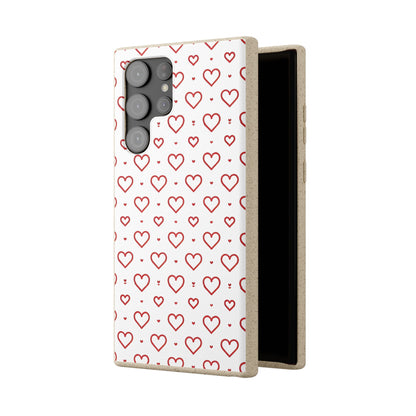 Red Hearts Print MagSafe Biodegradable Phone Case