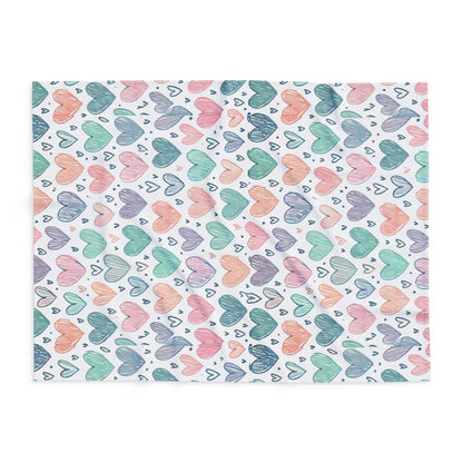 Pastel Hearts Arctic Fleece Blanket