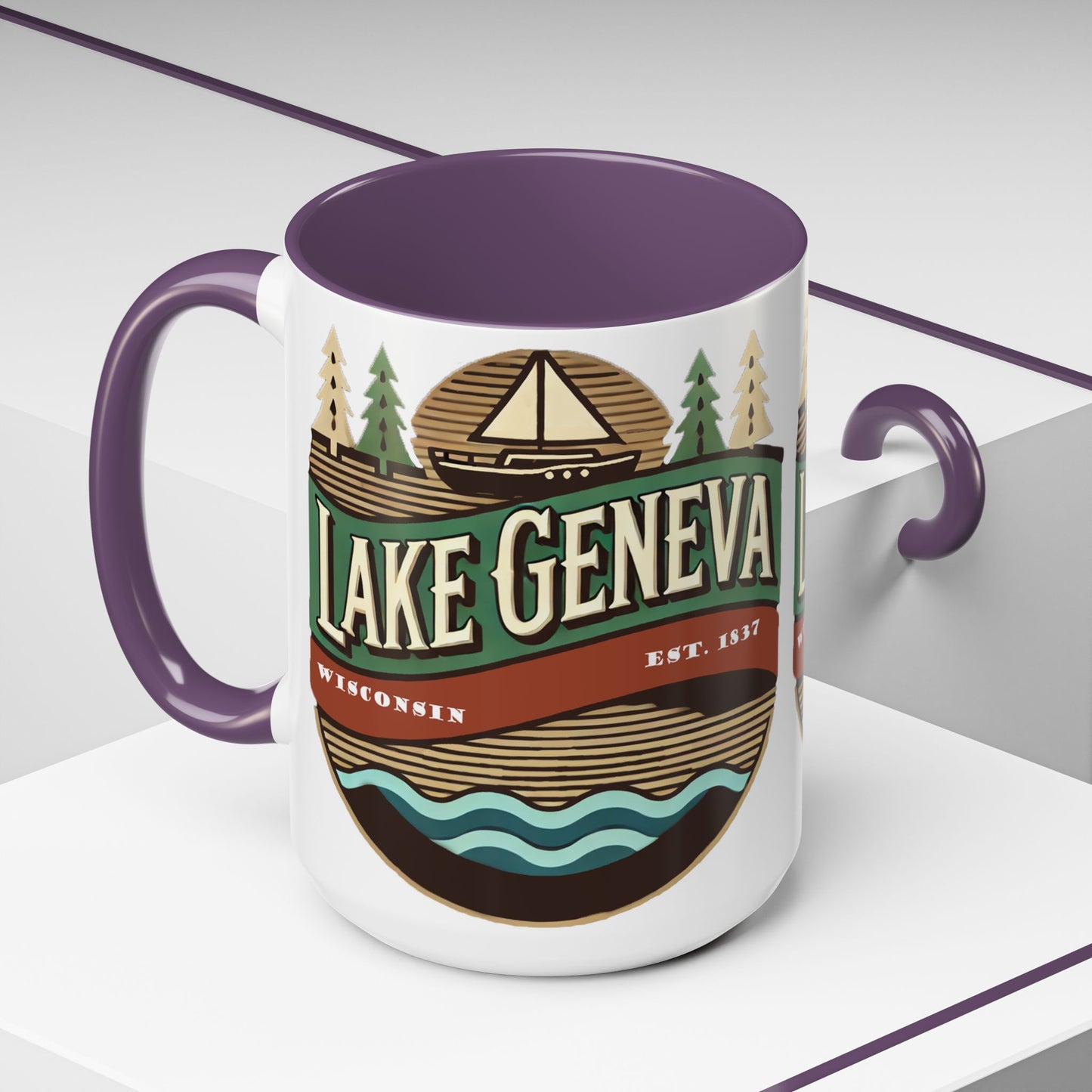 Retro Lake Geneva Accent Coffee Mug
